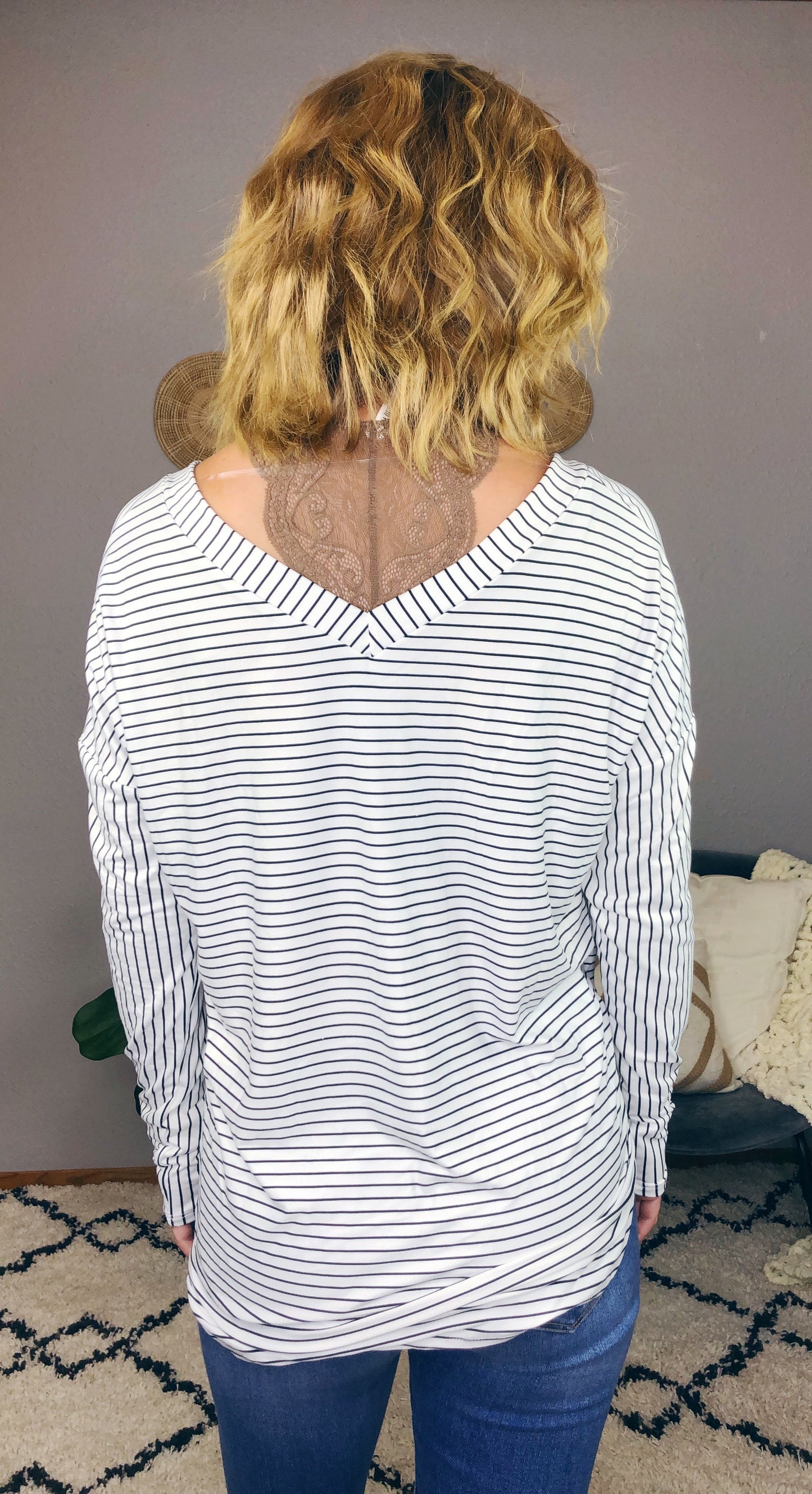 STRIPED V FRONT AND BACK TOP