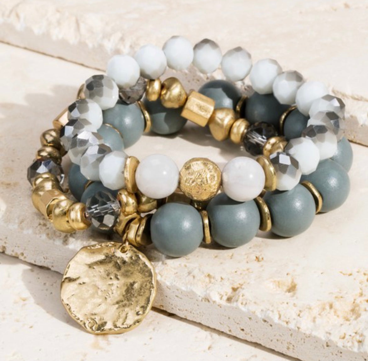 MIXED BEADED STRETCH BRACELET SET