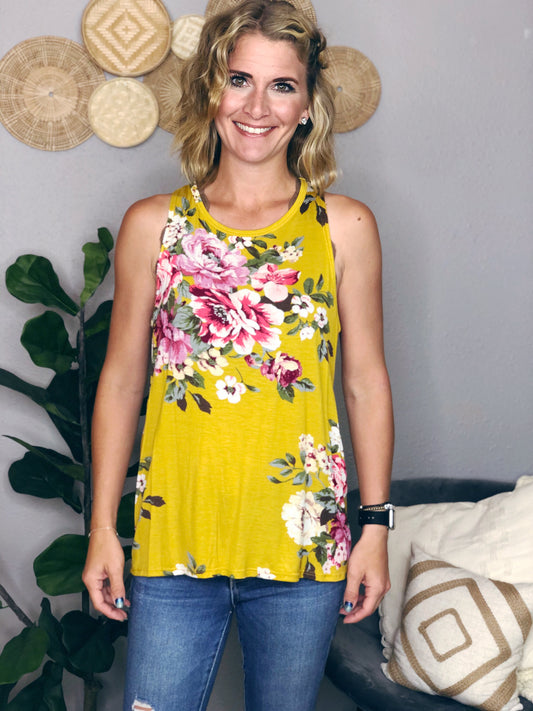 FLORAL SPLIT BACK TANK