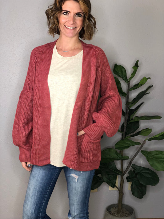 PUFF SLEEVE CARDIGAN