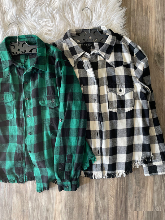 FRAYED HEM HI&LOW SHIRT