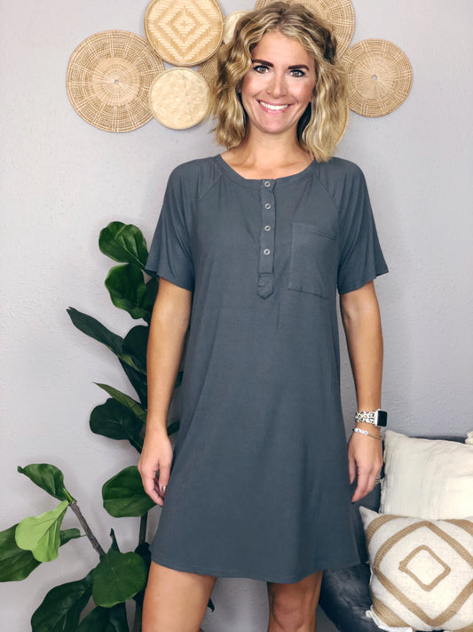 BUTTON FRONT DRESS