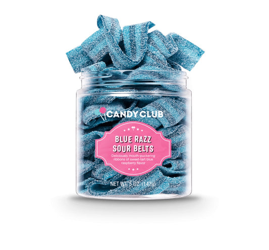 BLUE RAZZ SOUR BELTS CANDY CLUB