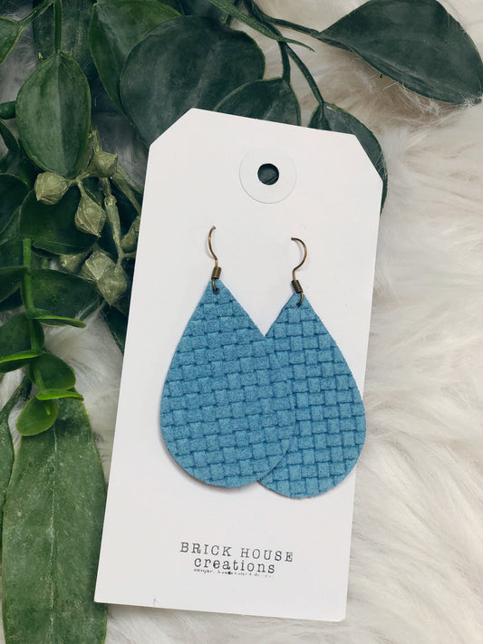SKY BLUE LEATHER EARRING