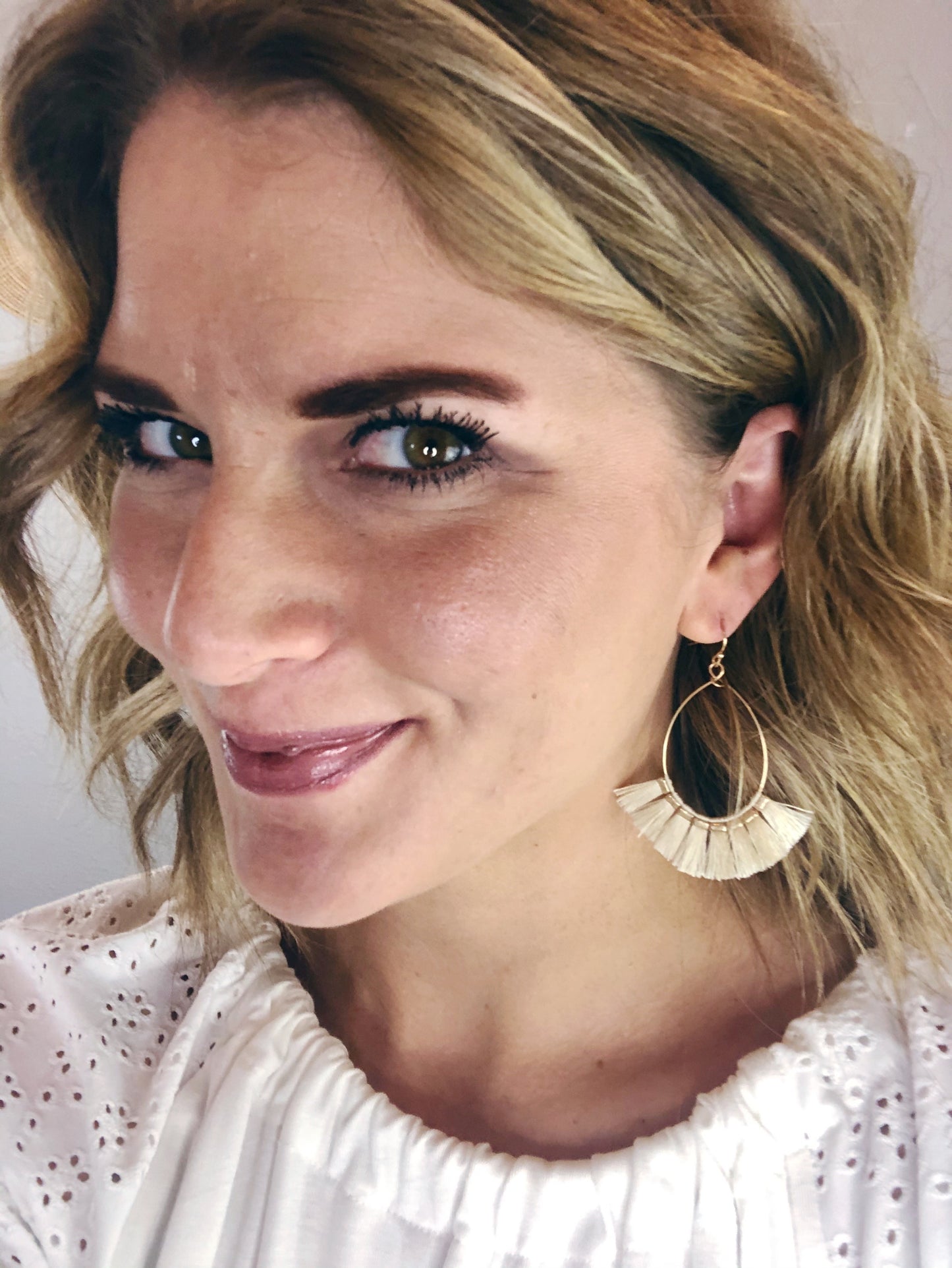 TASSEL EARRING W/ METAL TEAR DROP