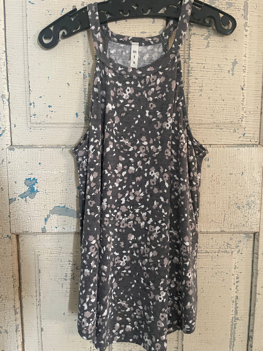 ABSTRACT PRINT HALTER KNIT TOP