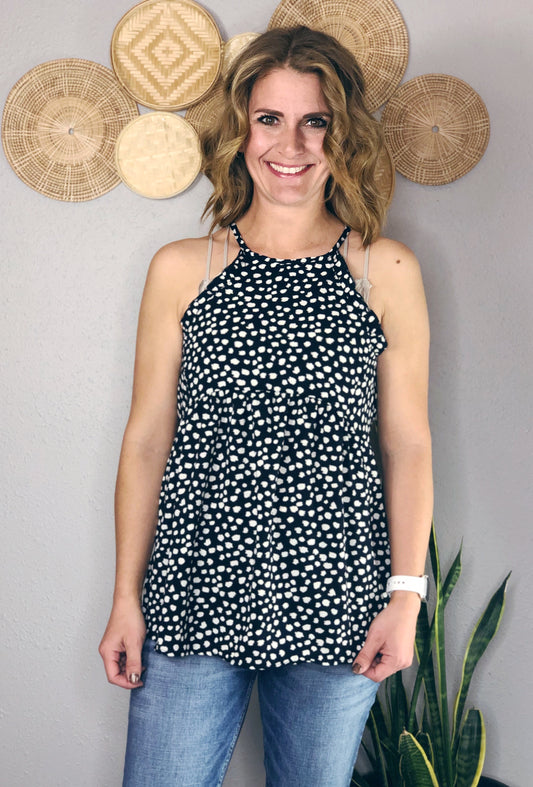 LEOPARD DOT HALTER TANK