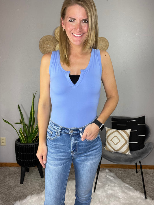 BRUSHED SPLIT NECK BODYSUIT