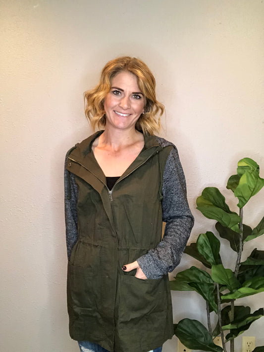 JACKET W/ SWEATER SLEEVES
