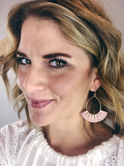 TASSEL EARRING W/ METAL TEAR DROP
