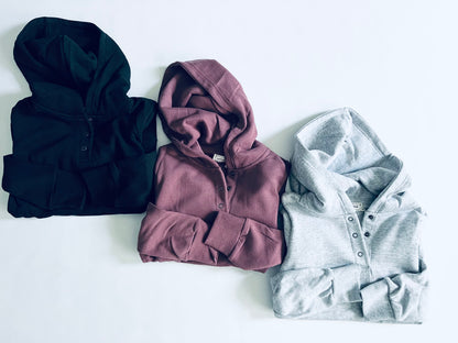 BF {22} BASIC FLEECE PULLOVER HOODIE WITH SNAP