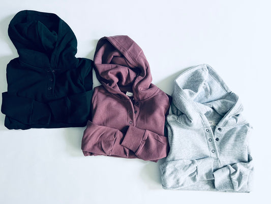 BF {22} BASIC FLEECE PULLOVER HOODIE WITH SNAP
