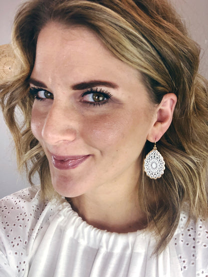 LASER CUT MANDALA HOOK EARRING
