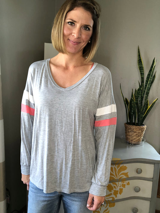 STRIPED SLEEVES TOP