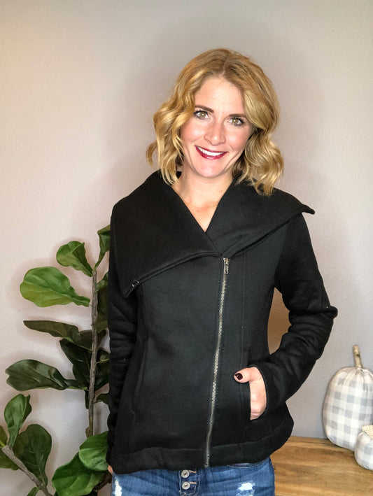 BLACK ZIP UP JACKET