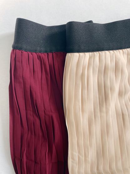 WOVEN CHIFFON HIGH WAIST PLEATED SKIRT