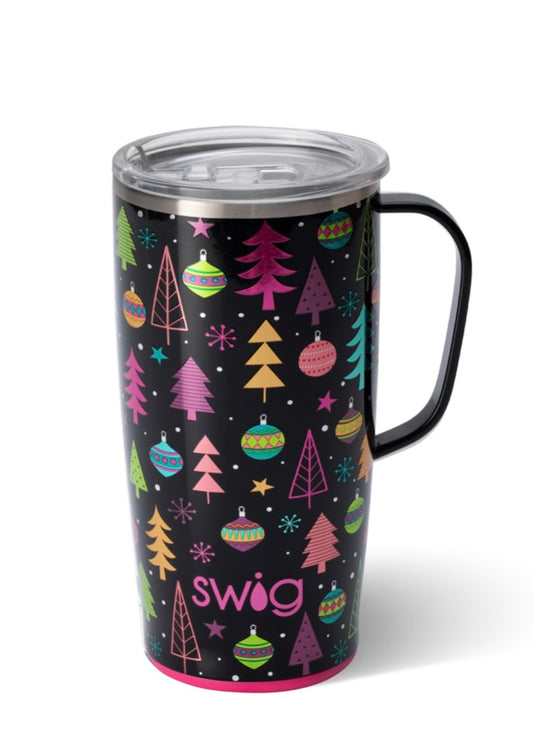 22 OZ MERRY AND BRIGHT TRAVEL MUG SWIG