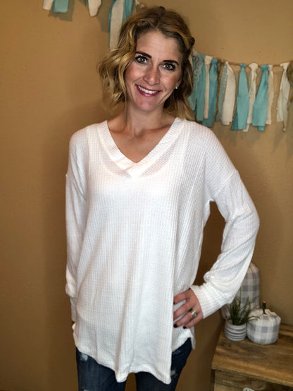 WAFFLE KNIT LONG SLEEVE