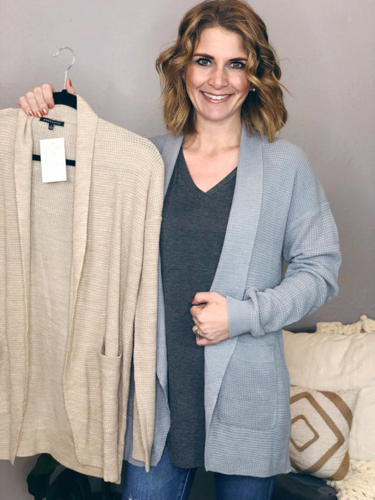 WAFFLE POCKET CARDIGAN