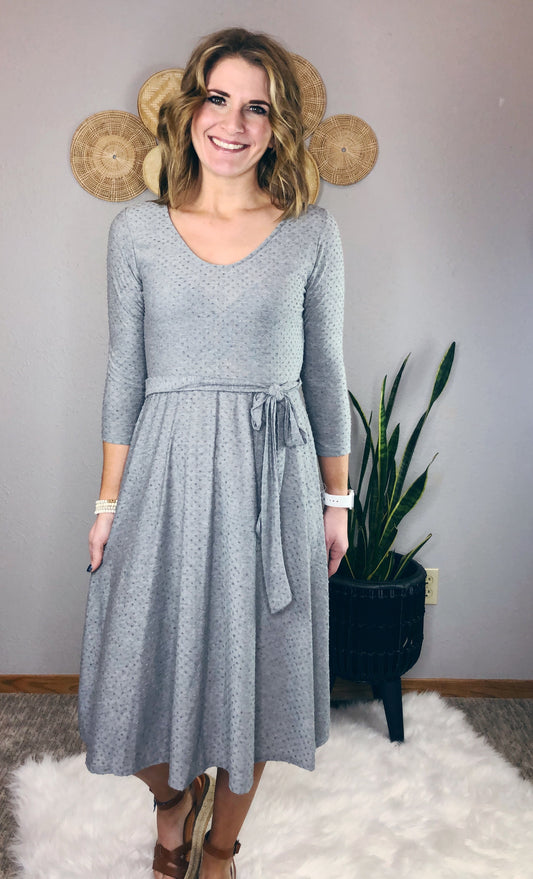 DOTTED MIDI RIBBON DRESS