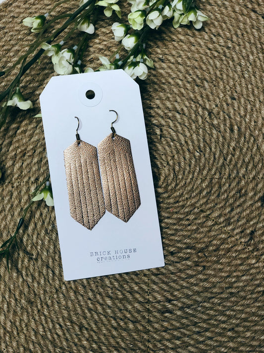 ROSE GOLD FRINGE LEATHER EARRING