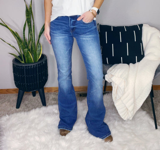 DOUBLE BUTTON HIGH RISE FARE VERVET DENIM