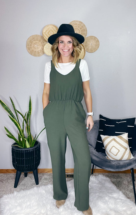 WOVEN OVERALL JUMPSUIT