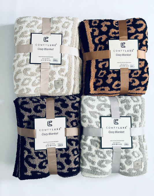 LUXURY LEOPARD PRINT THROW BLANKET