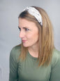 CREAM GREY TIE DYE TWIST HEADBAND