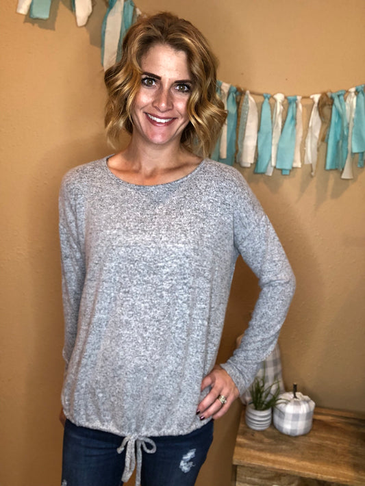 GREY DRAWSTRING BOTTOM TOP