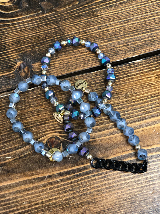 Blue/black/silver/gold Erimish set of 3