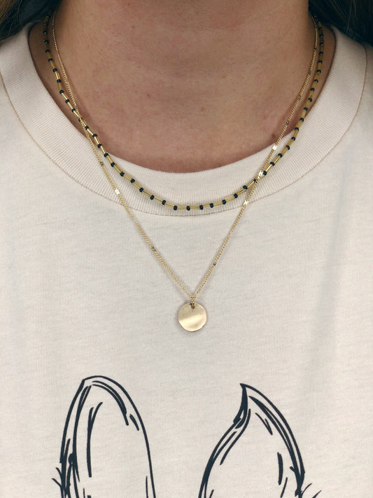 LAYERED BEAD & DISC NECKLACE