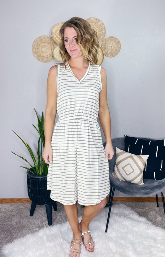 STRIPED KNIT SPRING DRESS