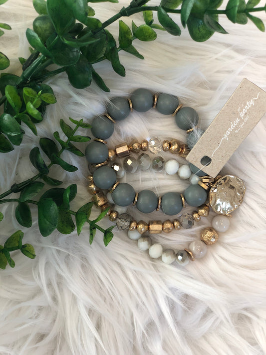 SET OF 3 MIXED BEAD STRETCH BRACELETS