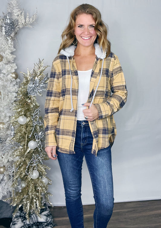 PLAID HOODED SHIRT