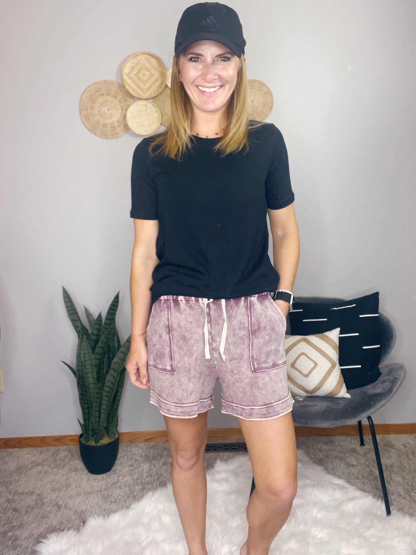 ACID WASH DRAWSTRING SHORTS