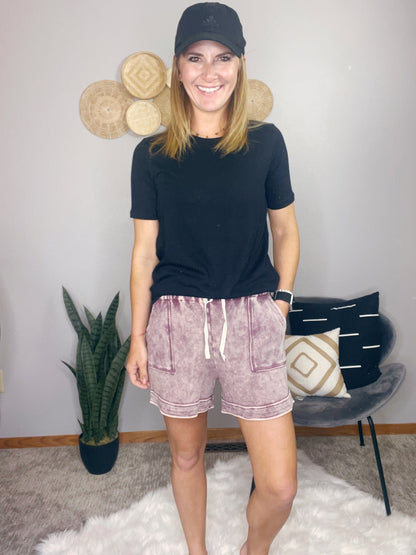 ACID WASH DRAWSTRING SHORTS