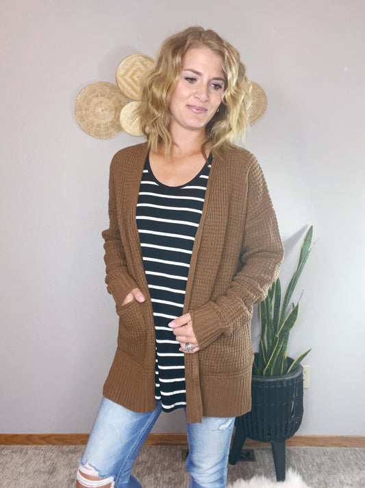 WAFFLE OPEN CARDIGAN