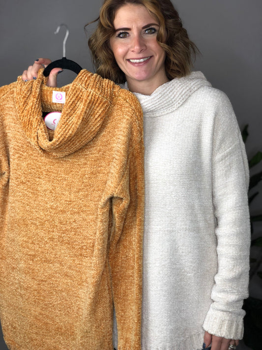 COWL CHENILLE SWEATER