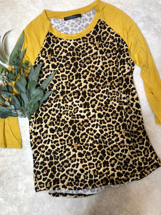 LEOPARD BASEBALL TOP {EXTENDED SIZE}