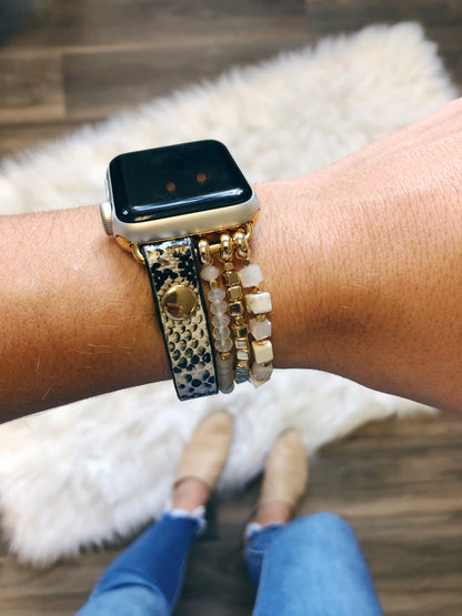 LEATHER + BEAD APPLE WATCH BAND (38MM-40MM)
