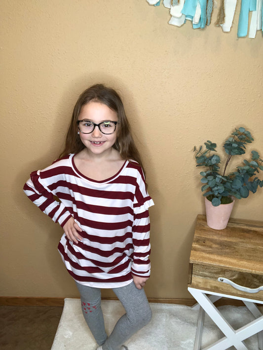 STRIPE RUFFLE SLEEVE {KIDS}