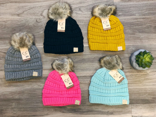 C.C.FUR BALL BEANIE KIDS