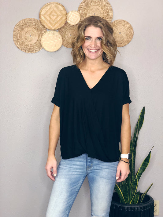 LAYERED DRAPED FRONT TOP