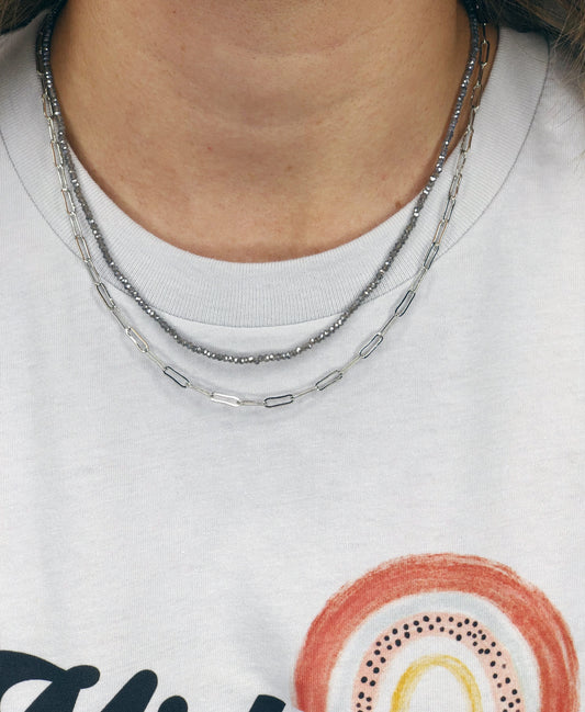 CHAIN AND BEAD NECKLACE