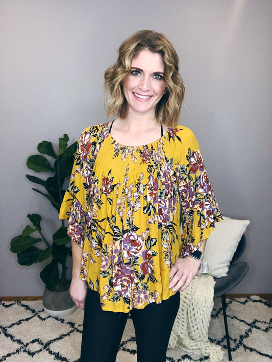 MUSTARD FLORAL TOP