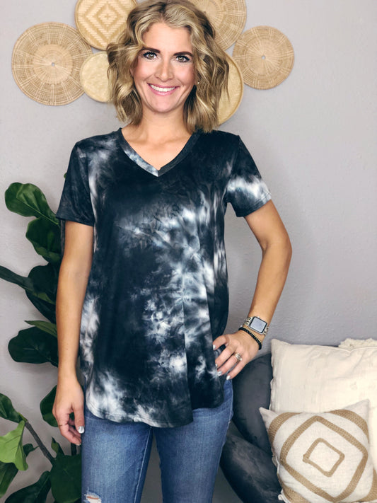 TIE DYE BLACK TEE