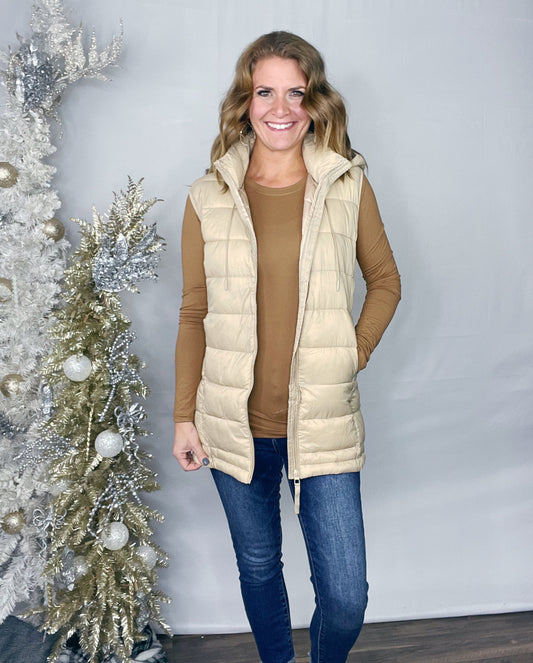 LONG PUFFER KHAKI VEST