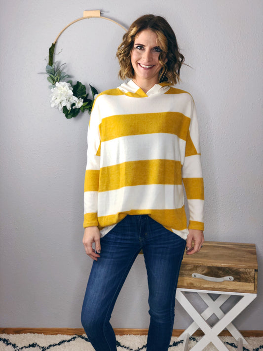 MUSTARD STRIPE HOODIE