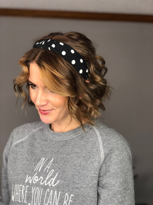 BLACK POLKA DOT HEADBAND